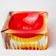 Red and yellow cubic Sommerso ashtray by Seguso, Murano, Italy, 1970