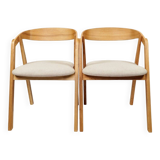 Vintage chairs light oak and beige natural linen