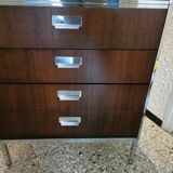 Rosewood and chrome display cabinet, 1970s-80s.