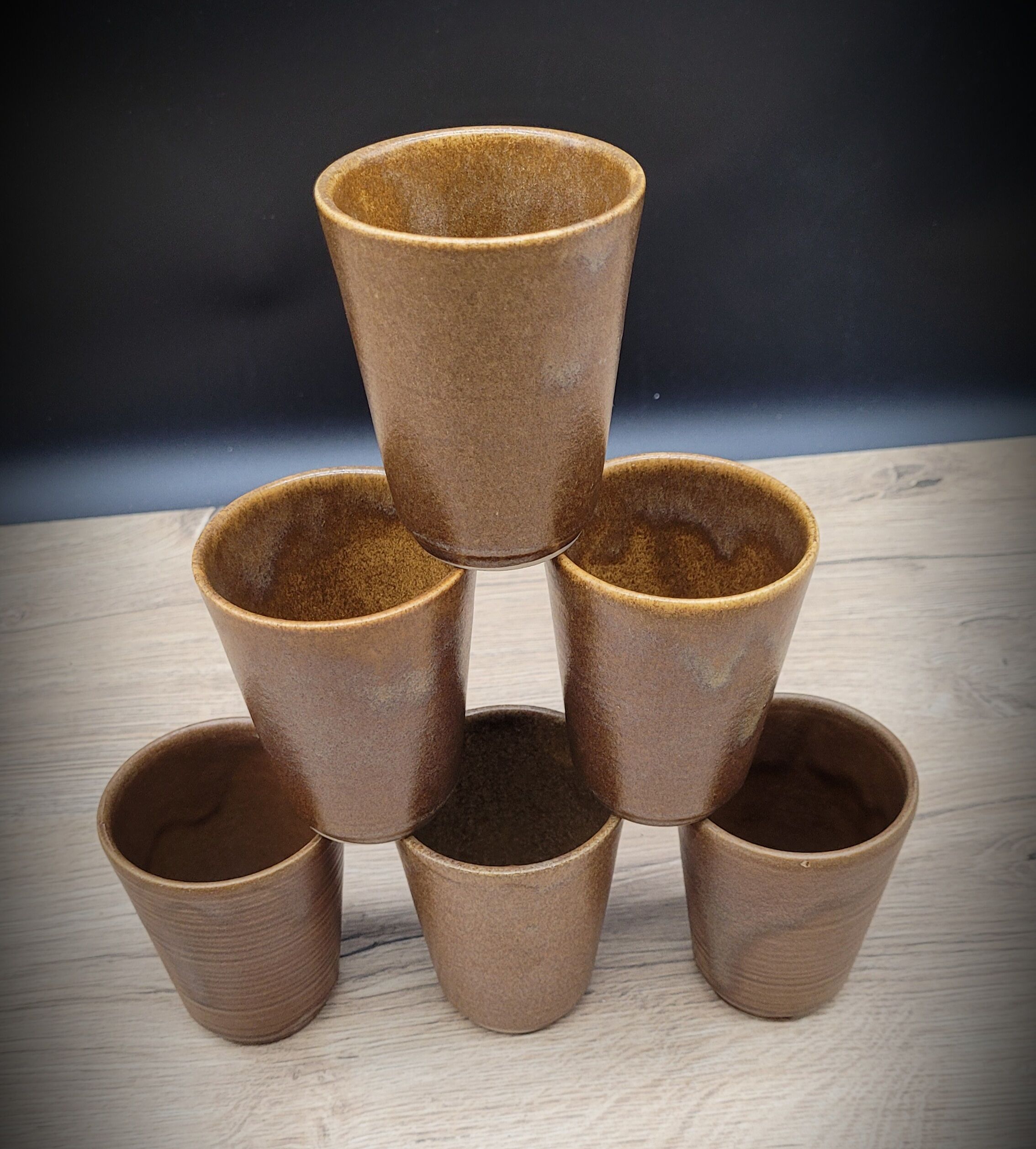Set 6 cups Digoin stoneware