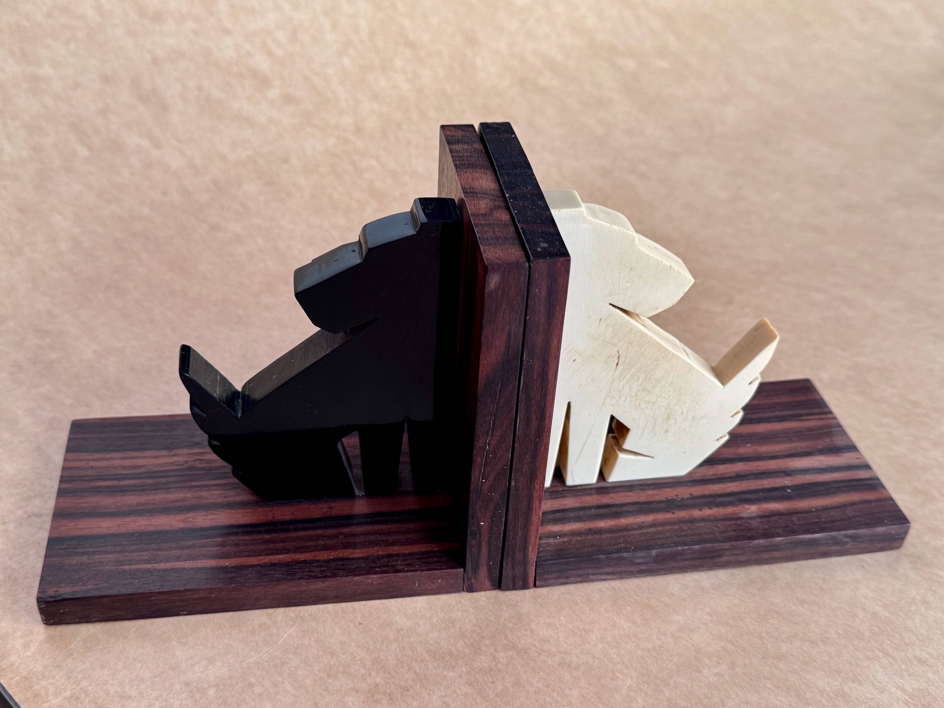 Art Deco bookends in rosewood and Bakelite
