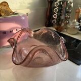 Pink Murano blown glass fruit bowl