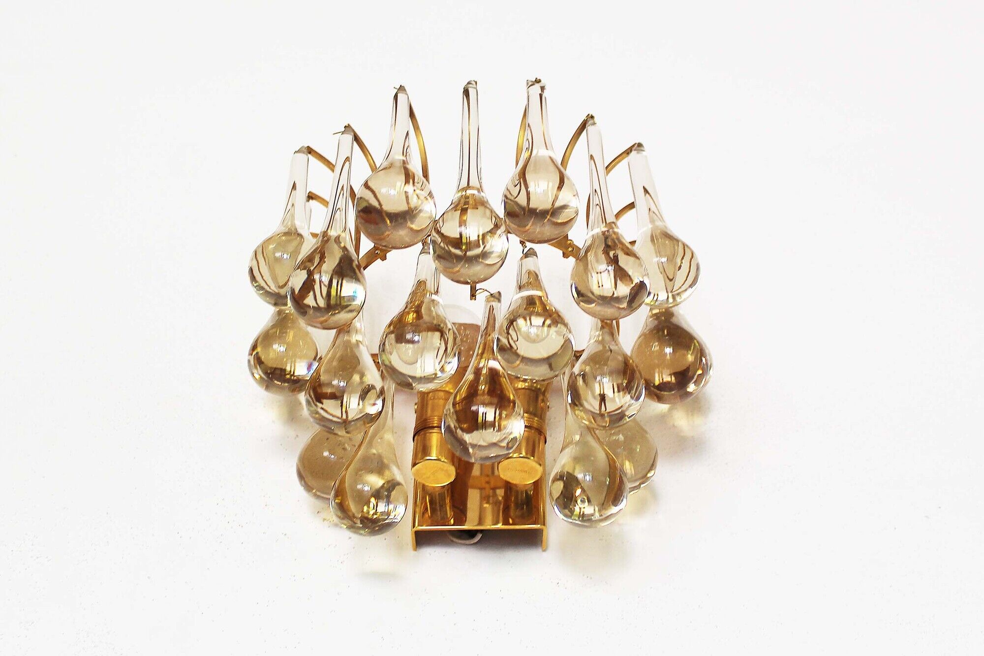 Gilt and crystal glass teardrop sconce by Christoph Palme