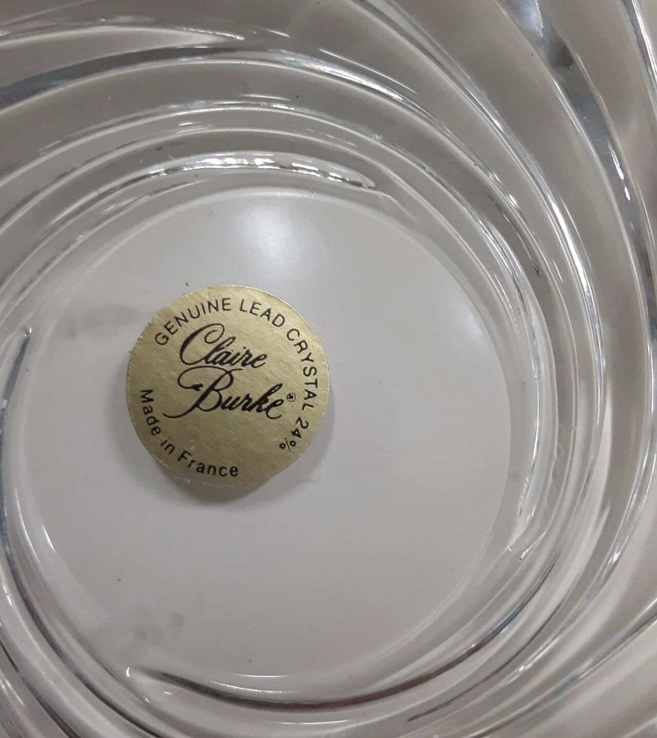 Clear crystal bowl burke wave empty pocket vintage art deco