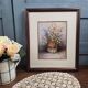 Vintage frame bouquet of flowers signed Roca – Decorative print under glass