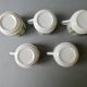 Lot de 5 tasses à café, décor torchon vert, années 70