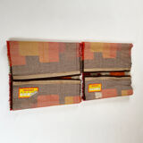 Set of 2 modernist multi-color high pile rya rug by desso, netherlands, 1970s