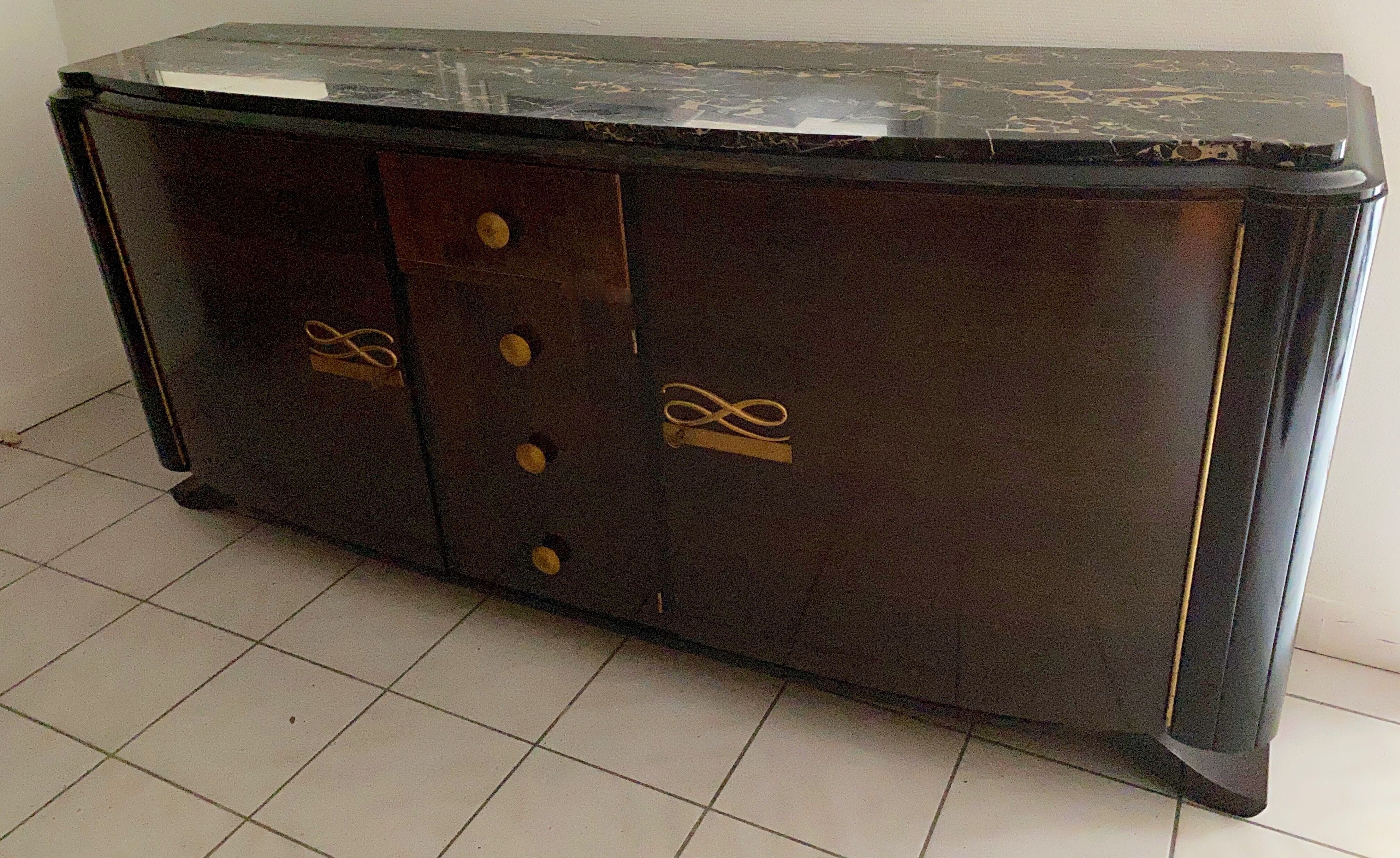 Art Deco sideboard in Macassar Puerto Rican Marble Ebene