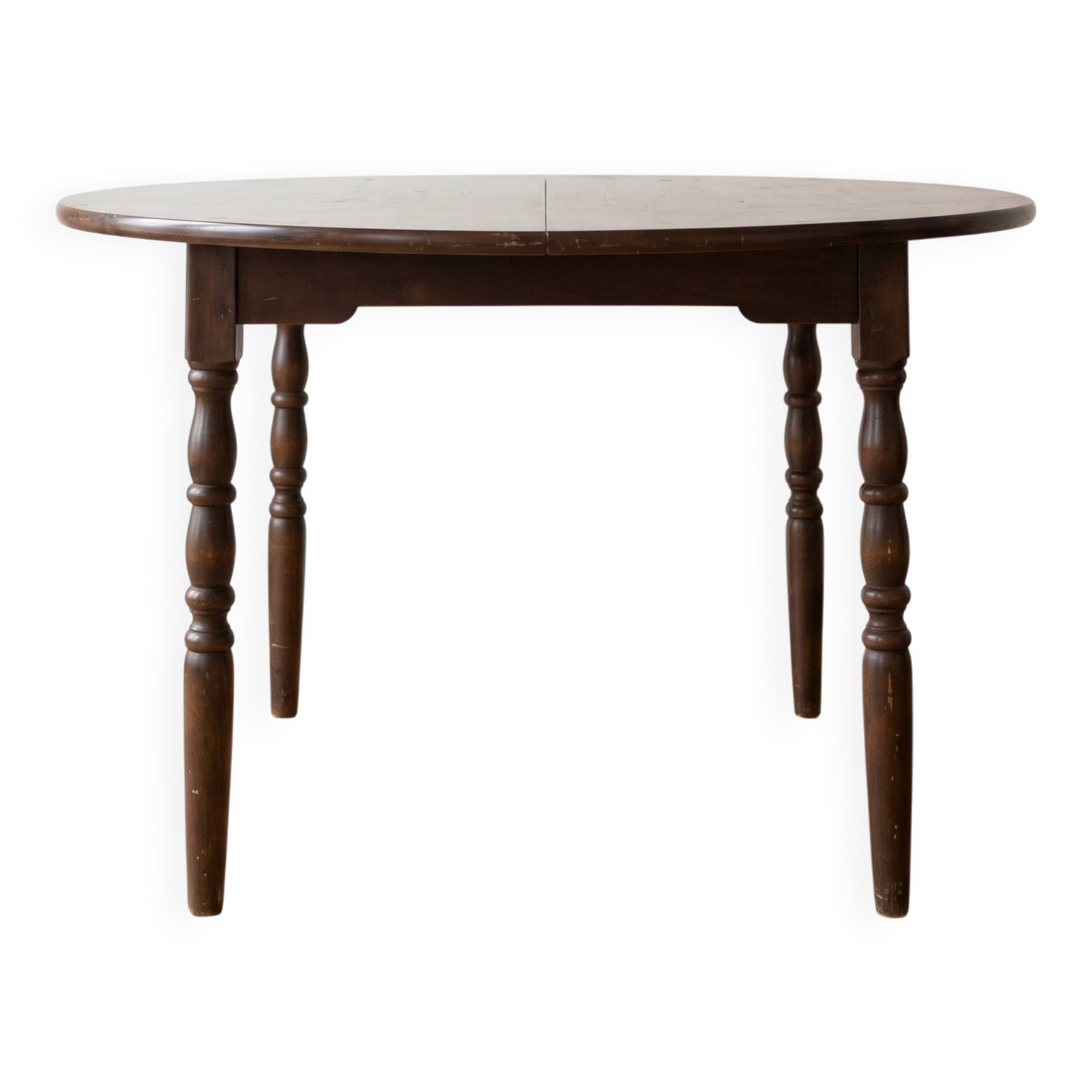 Traditional round wooden dining table
