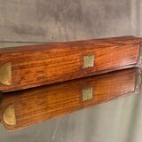Navy-style pen tray in mahogany and brass