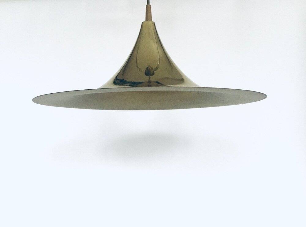 Postmodern Witch Hat Gold Pendant Lamp, 1980s