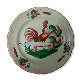 Plate in faience of luneville decor au coq a la barriere 19 eme