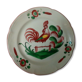 Assiette en faience de luneville decor au coq a la barriere 19 eme