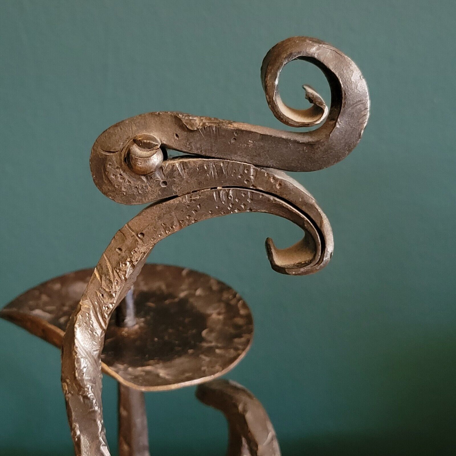 Brutalist wrought iron candle holder brutal art