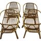 Ensemble vintage de 4 fauteuils club en rotin Rohe Noordwolde 1960