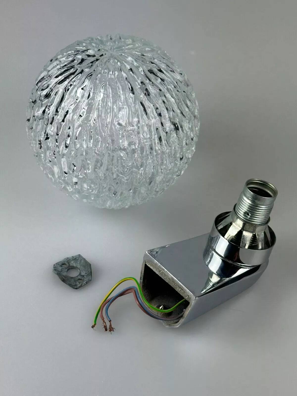 60s 70s wall lamp ball lamp metal chrome & glass space age design