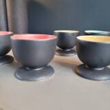 Set of 6 black and colored ceramic egg cups