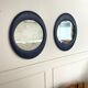 Oval wall mirror 1970s blue faux leather