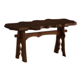 Mid-century Scandinavian coffee table made of solid elm wood, wabi-sabi style, 1960s.