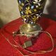 ceramic lamp in Gien style, and bronze, 54x25 with glass shade