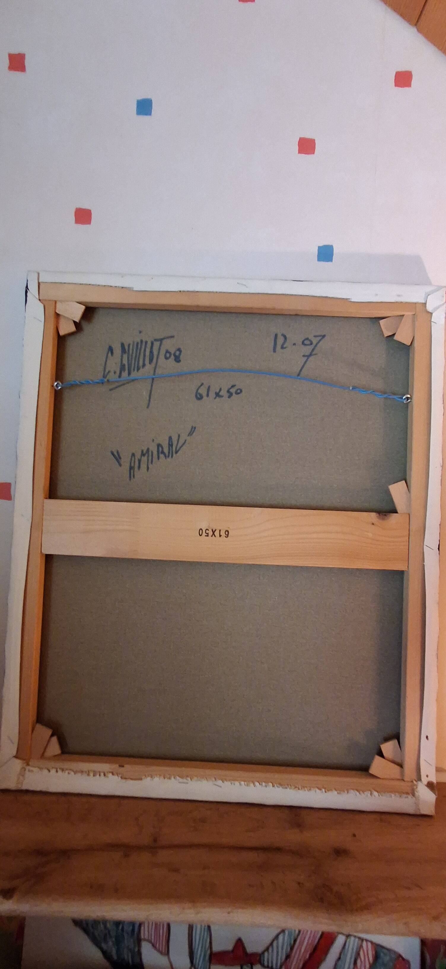 Original Abstract Table - "Admiral" by Christian Guillot 61x50cm