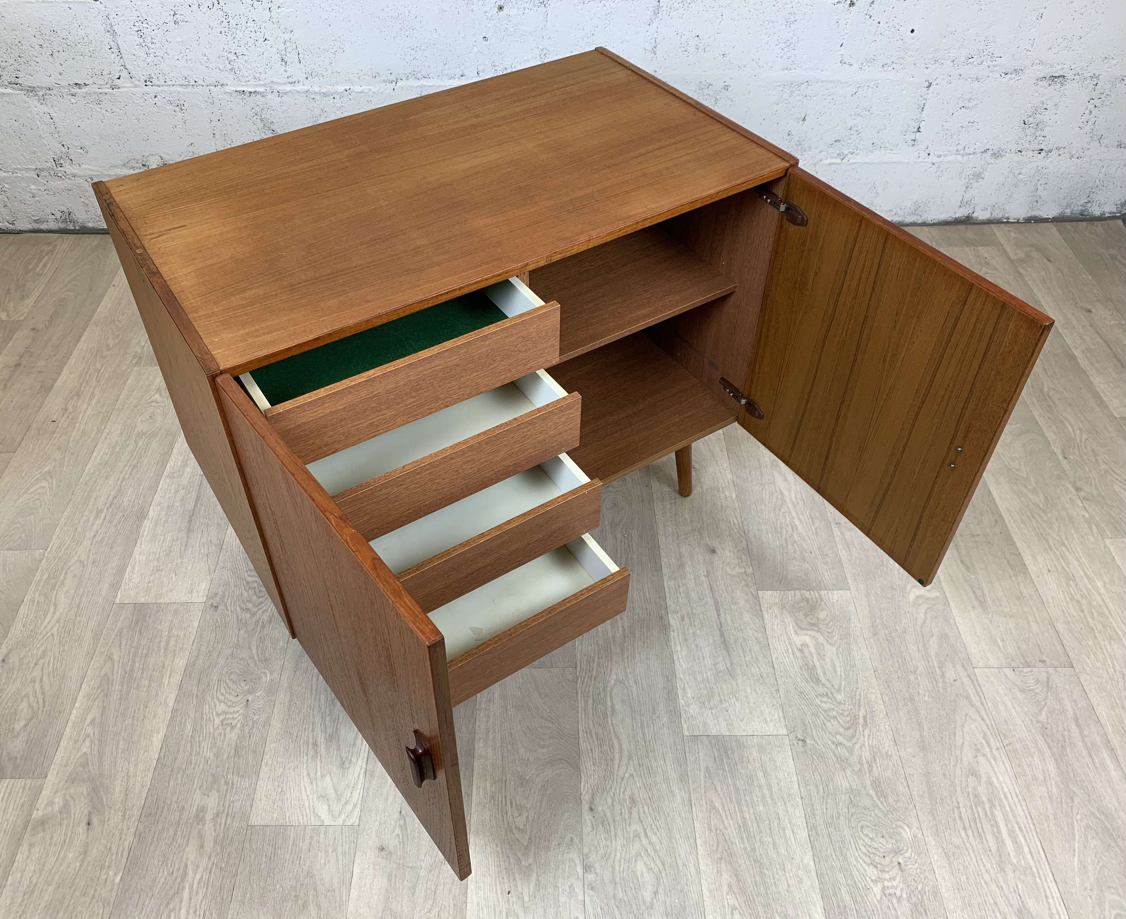 Scandinavian teak buffet with drawers, 60s