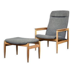 fauteuil vintage en chêne - scandinave scandinave