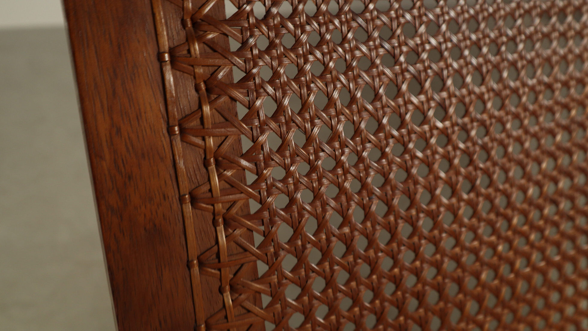 Mid-century architectural teak lounge chair with cane seat, 1950s