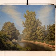 Oil Painting Canvas Countryside Lake River Countryside Tree Path 19
