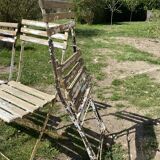 Set of 4 folding garden chairs in wood and metal