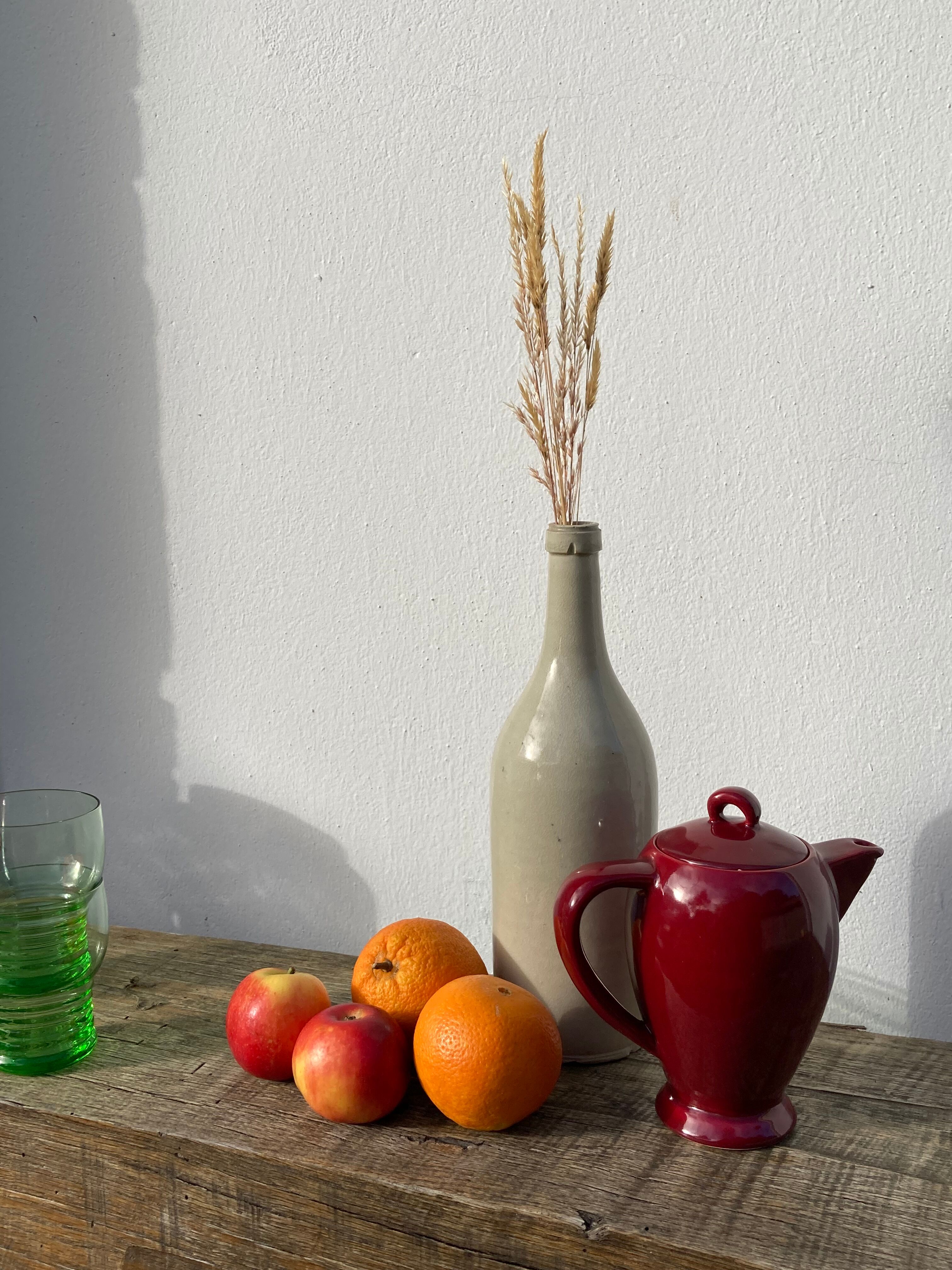 Vintage burgundy red teapot