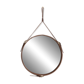 Miroir fait main dans le goût de J. Adnet en cuir végétal tanné marron
