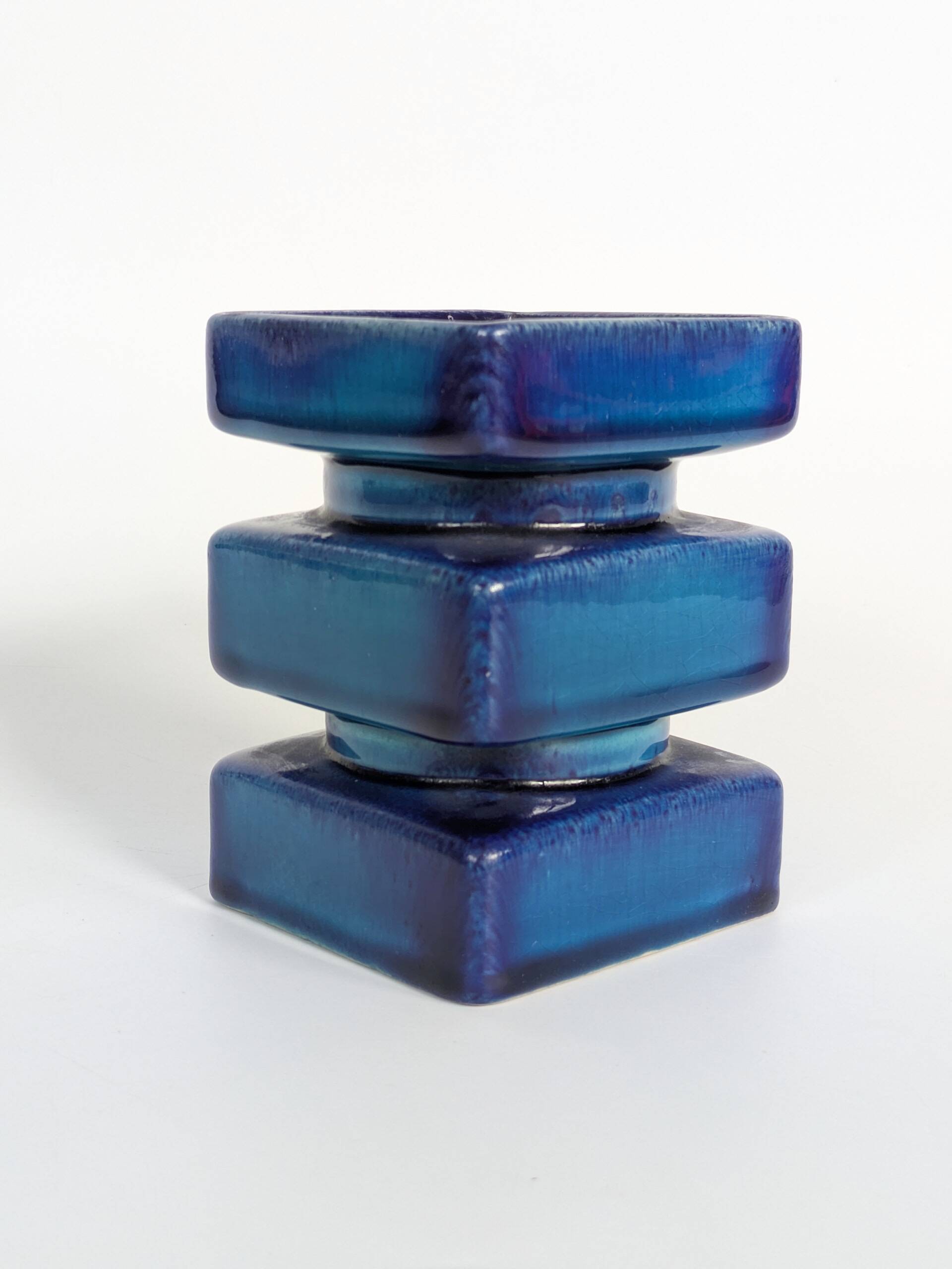 Cari Zalloni vase for Steuler, model 5101, Blue Space Age Ceramic