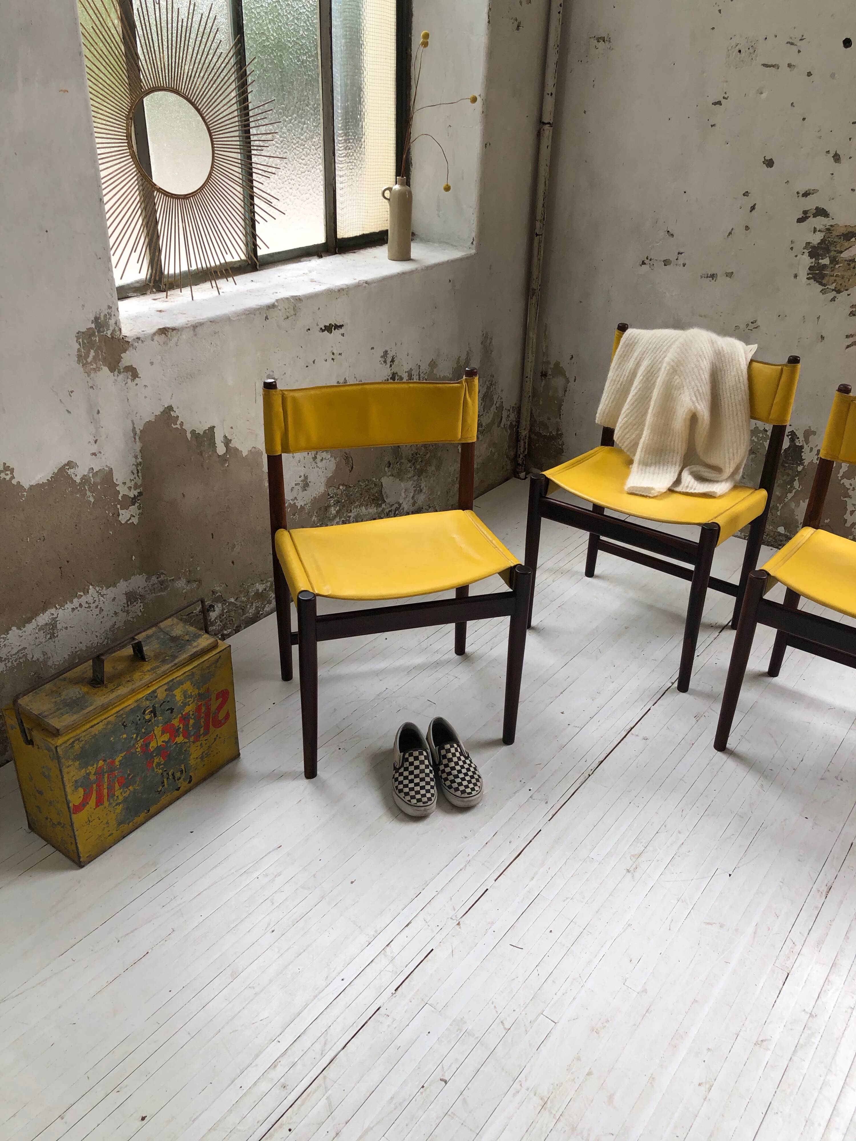 Rosewood leather chairs by Arne Vodder for Sibast