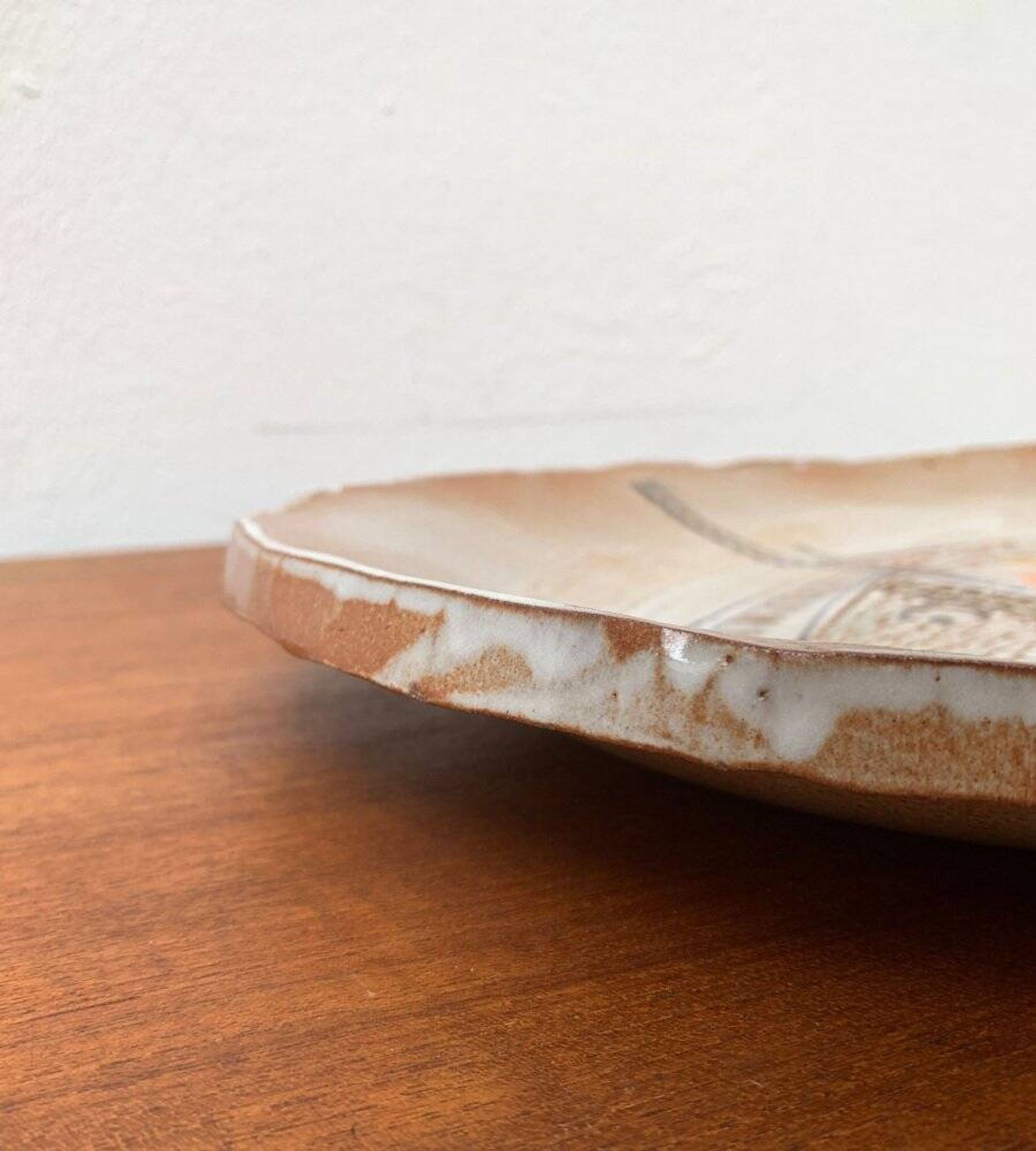 Large German ceramic plate with fish from the mid-century.