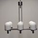 Space Age chandelier with 6 lights in white sandblasted opalines from the 60s/70s