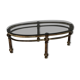 Oval coffee table Italian smoked glass 1970