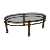 Oval coffee table Italian smoked glass 1970