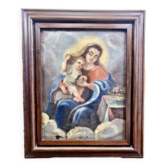Oil painting on canvas XVIII Virgin and Child