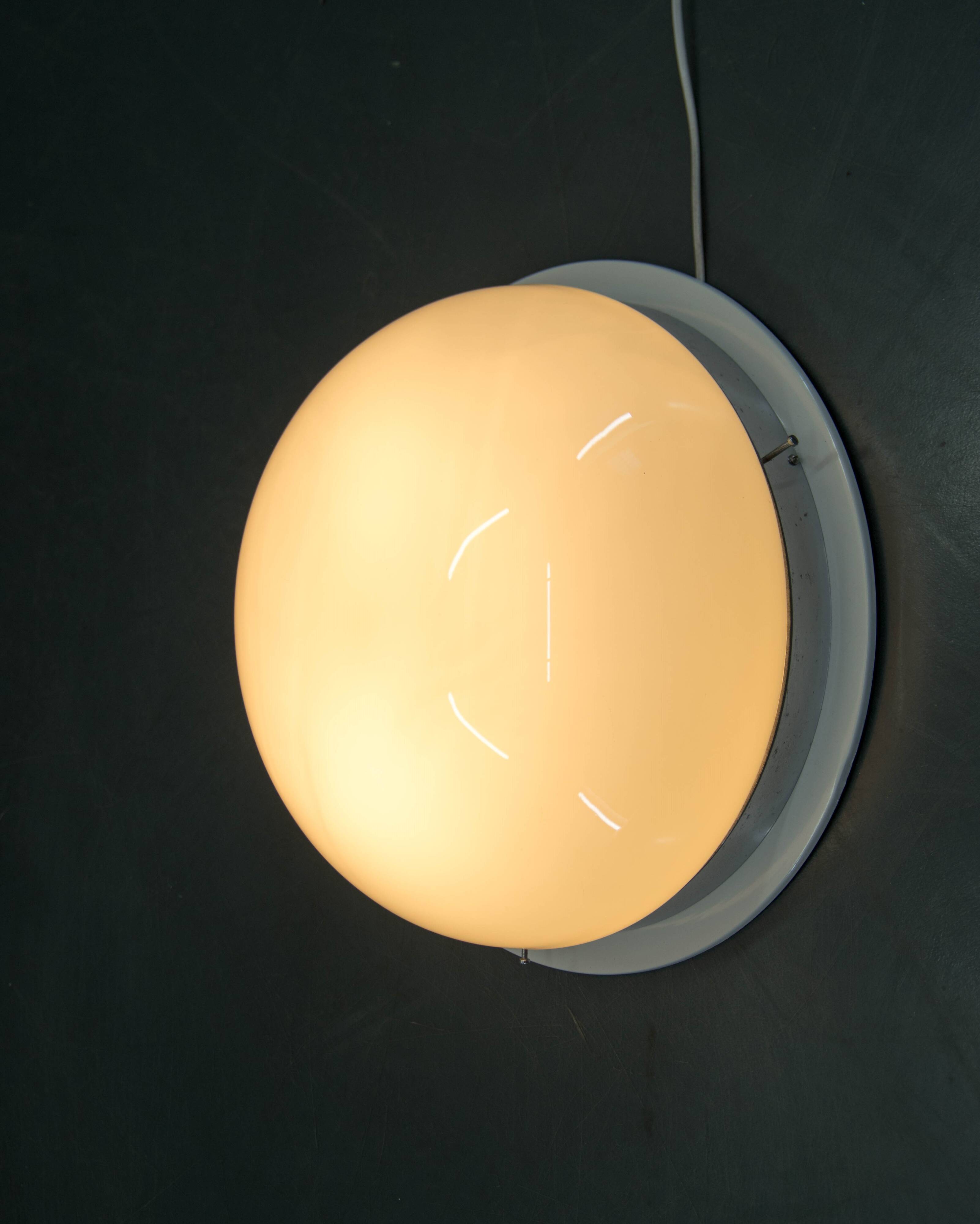 Big Bauhaus Chrome Flushmount or Wall Light, 1940s