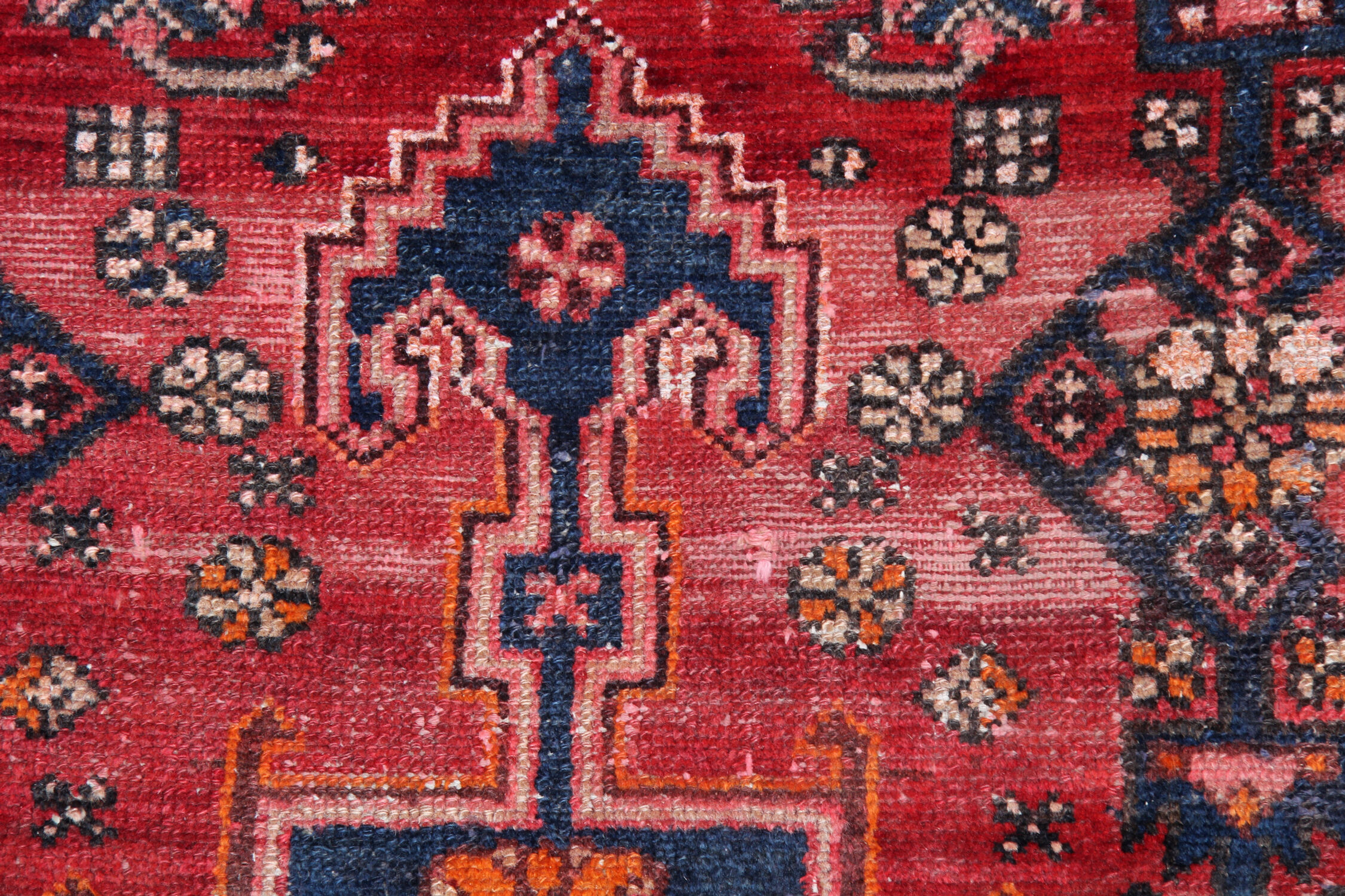 Red geometric tribal runner rug long handwoven oriental wool carpet 80x220cm