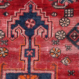 Red geometric tribal runner rug long handwoven oriental wool carpet 80x220cm