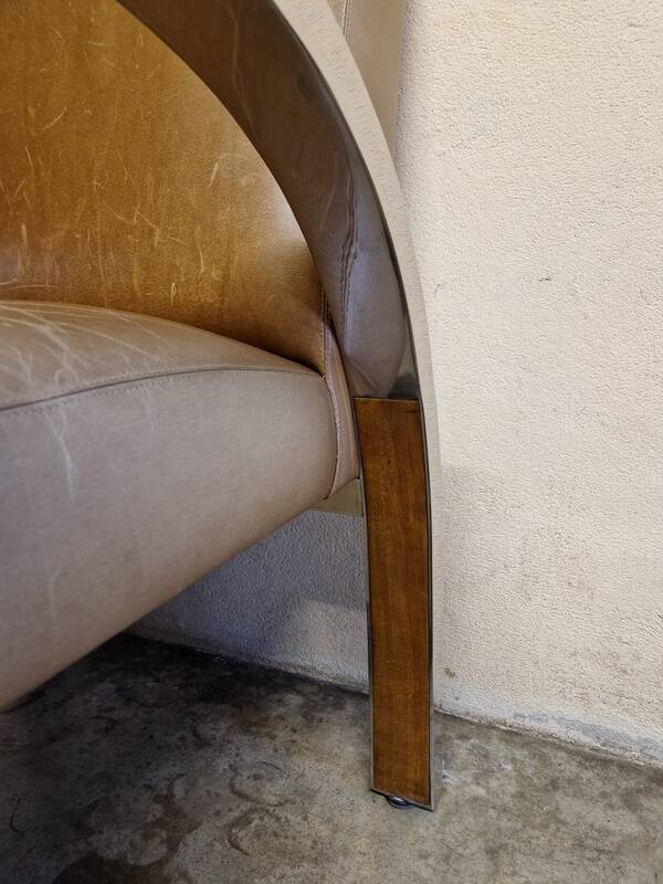 Aviator chair - In walnut veneer and chrome metal - 1970s design