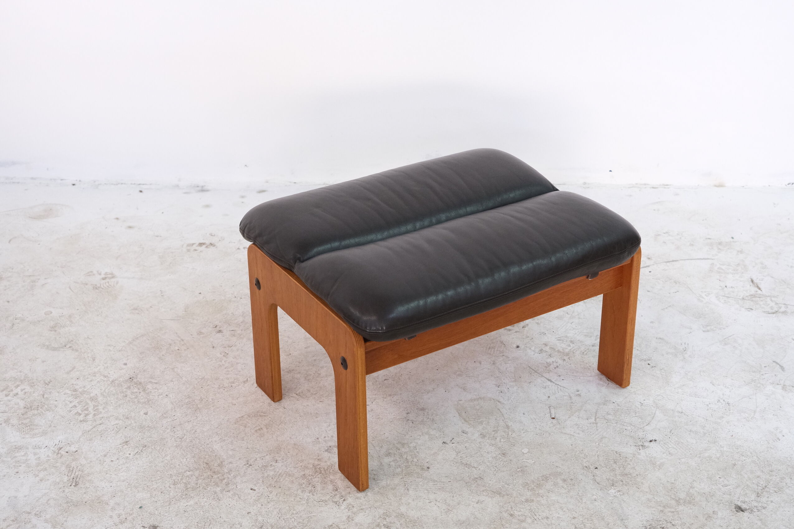 Mid-Century Leather Ottoman, 1970s