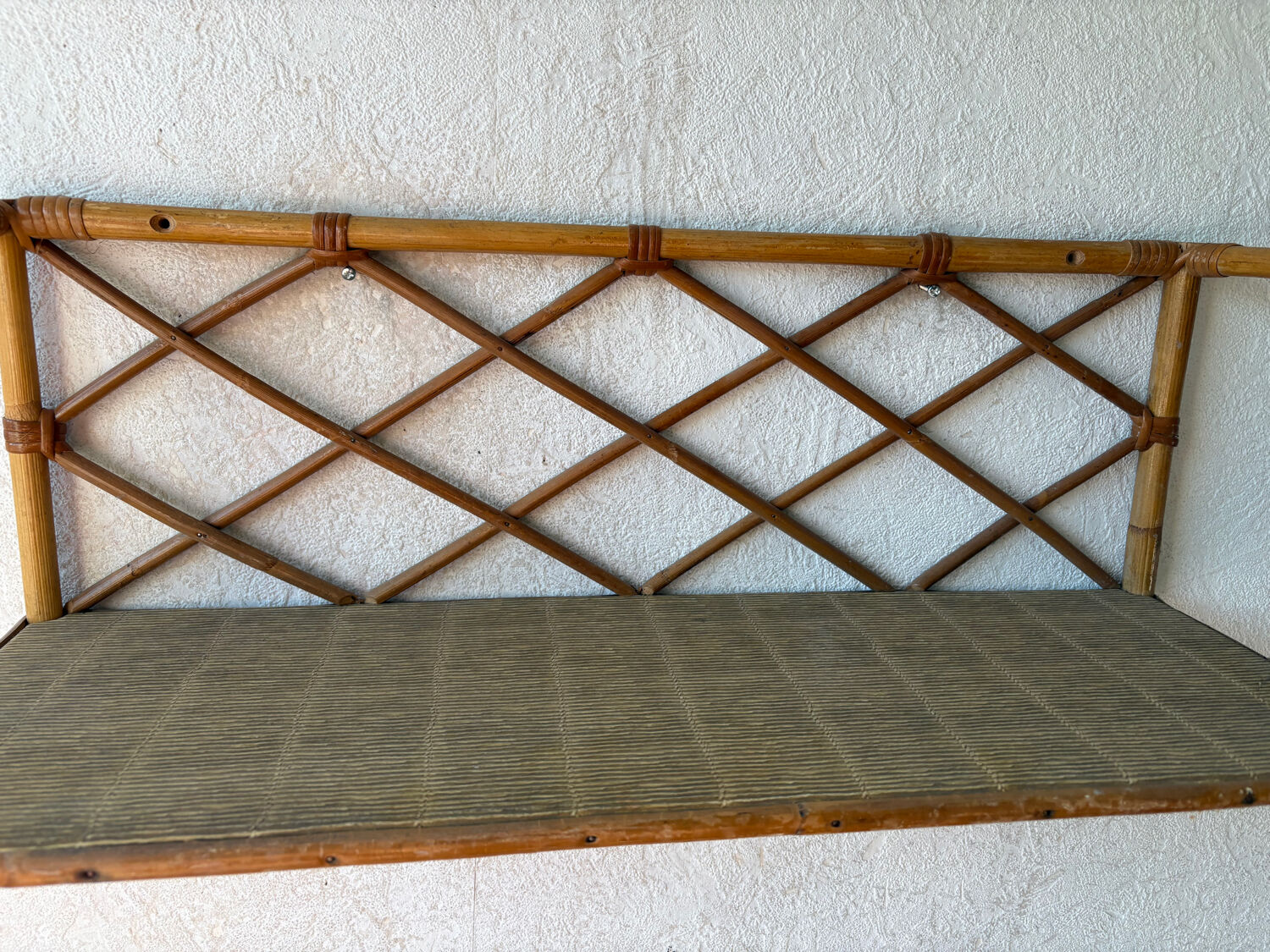 Vintage rattan wall shelf