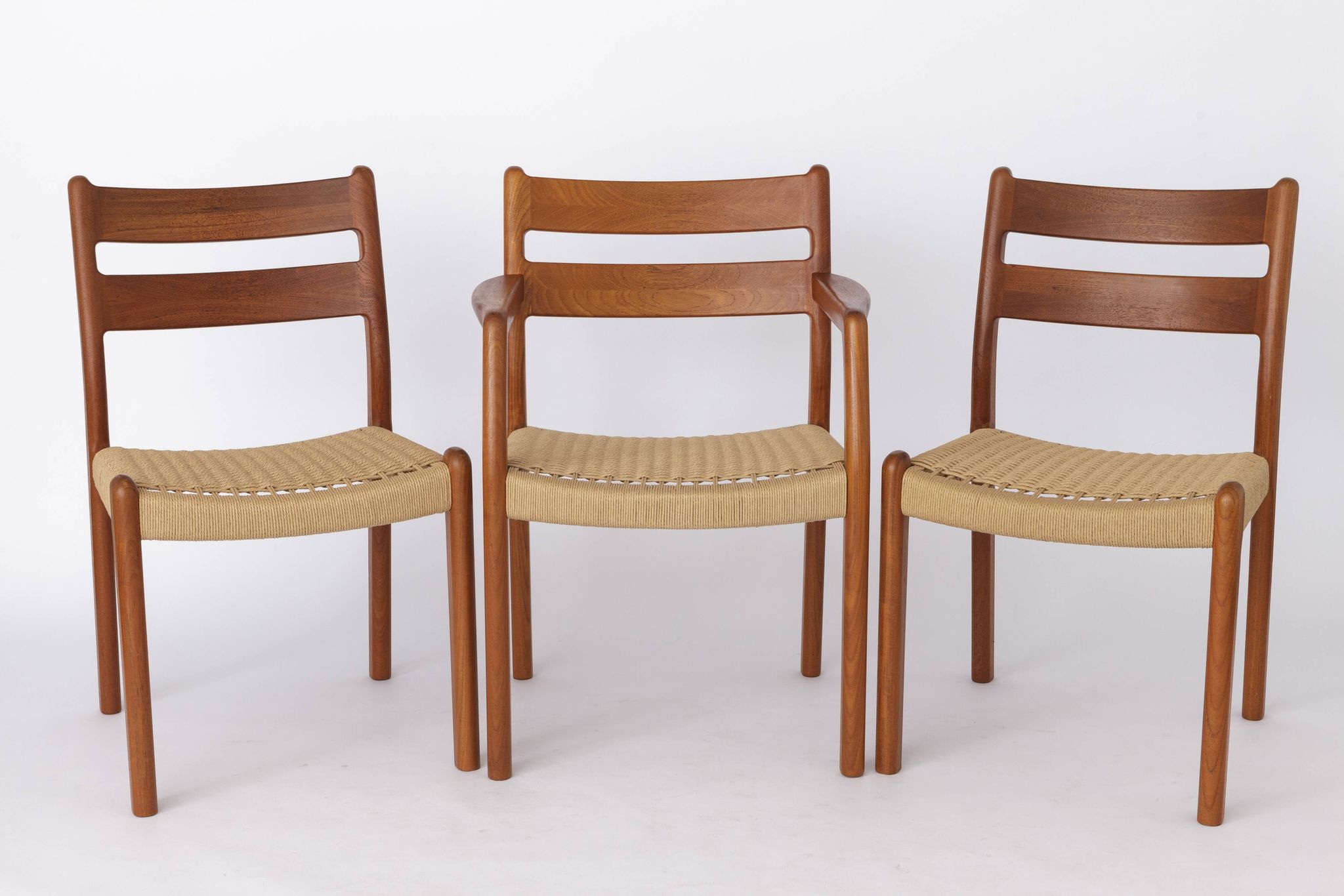 Ensemble de 3 chaises vintage 1960 EMC Mobler en teck danois