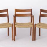 Ensemble de 3 chaises vintage 1960 EMC Mobler en teck danois