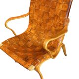 Cognac leather Eva chair by Bruno Mathsson
