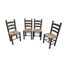 Suite de 4 chaises rustique paillées