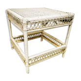 White rattan side table